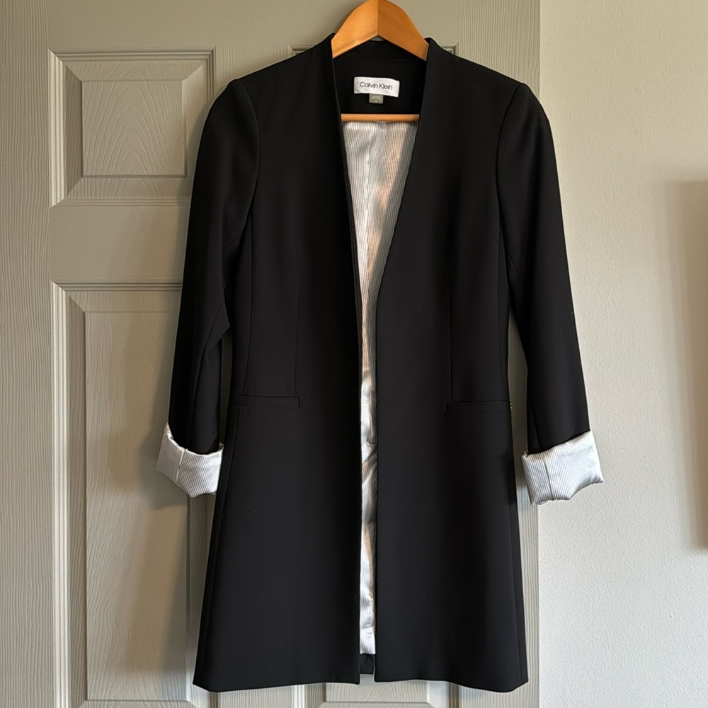 Calvin Klein Oversized Rolled Cuff Blazer Black Size 2